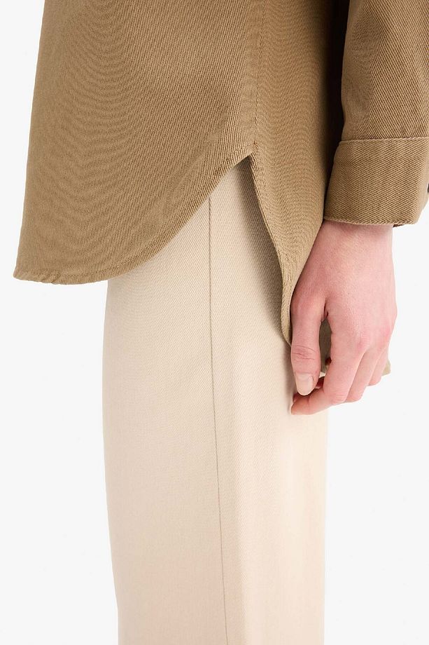Relax Fit Basic Düz Gabardin Uzun Kollu Gömlek Tunik A6474AX25SP - 6