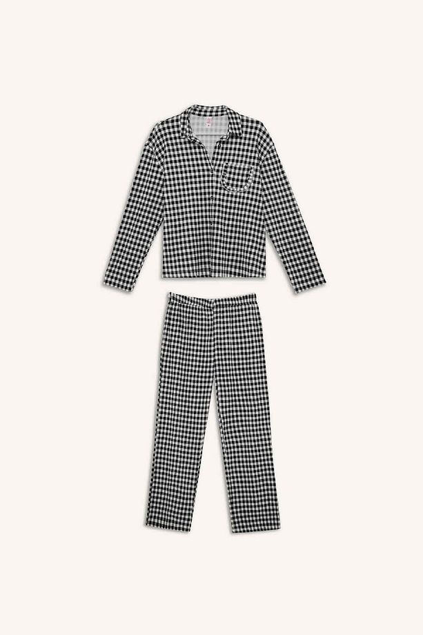 Pijama Takımı Kareli Uzun Kollu Üst Esnek Belli Uzun Alt-fall In Love E3464ax25sp - 7