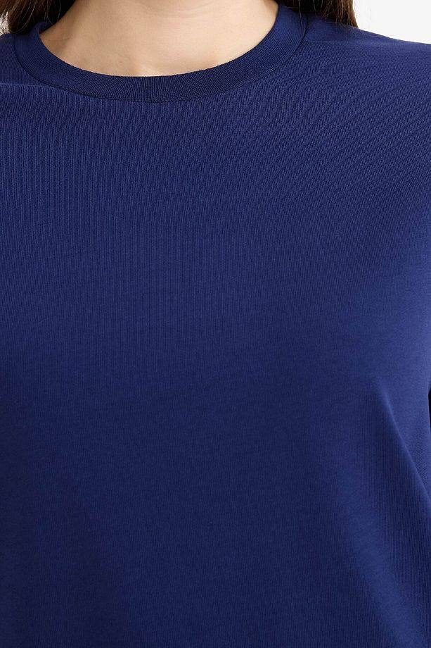 Regular Fit Bisiklet Yaka Basic Düz Uzun Kollu Tişört Tunik D4897AX25SM - 5