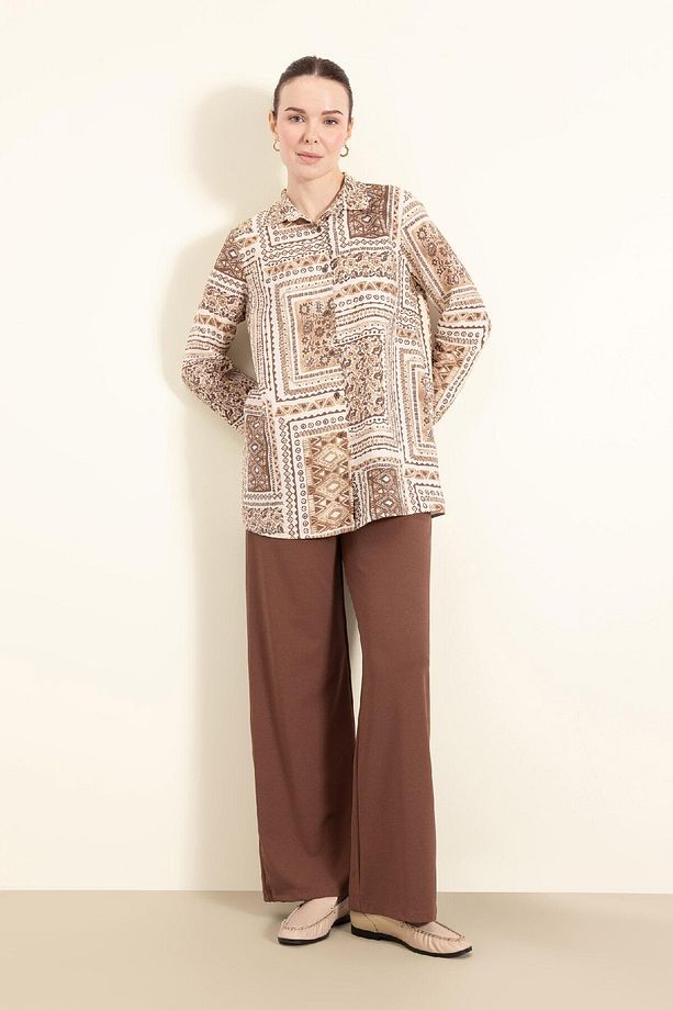 Regular Fit Cepli Krep Geniş Paça Palazzo Pantolon E5759ax25sp - 2