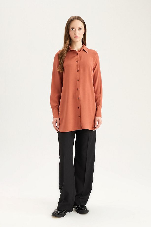 Regular Fit Basic Düz Uzun Kollu Tesettür Gömlek Tunik Z3538az25sp - 2