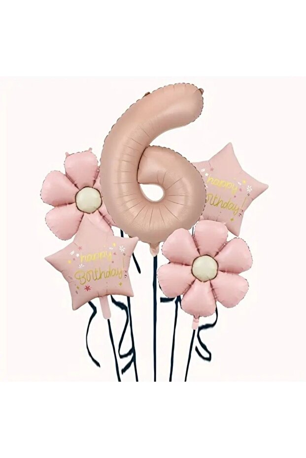 Daisy Caramel Happy Birthday 6 Years Old Foil Balloon Set