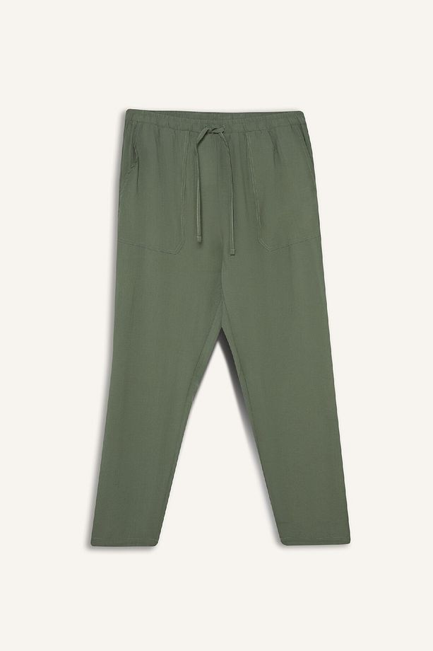 Straight Fit Çift Cepli Yüksek Bel Düz Paça Modal Kumaş Pantolon E5962AX25SP - 7