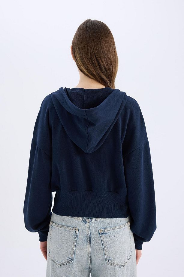 Coool Oversize Geniş Kalıp Kapüşonlu Baskılı Kalın Fermuarlı Sweat Hırka E5462ax25sm - 8
