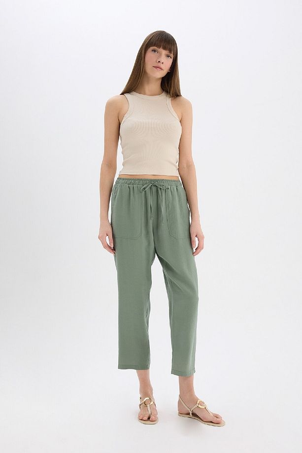 Straight Fit Çift Cepli Yüksek Bel Düz Paça Modal Kumaş Pantolon E5962AX25SP - 3