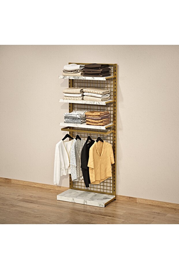 GİYİNME ODASI RAF SİSTEMİ,LÜX TELLİ ASKILIK SİSTEMİ, MAĞAZA RAF SİSTEMİ,BUTİK RAF SİSTEMİ 100*H220 - 1