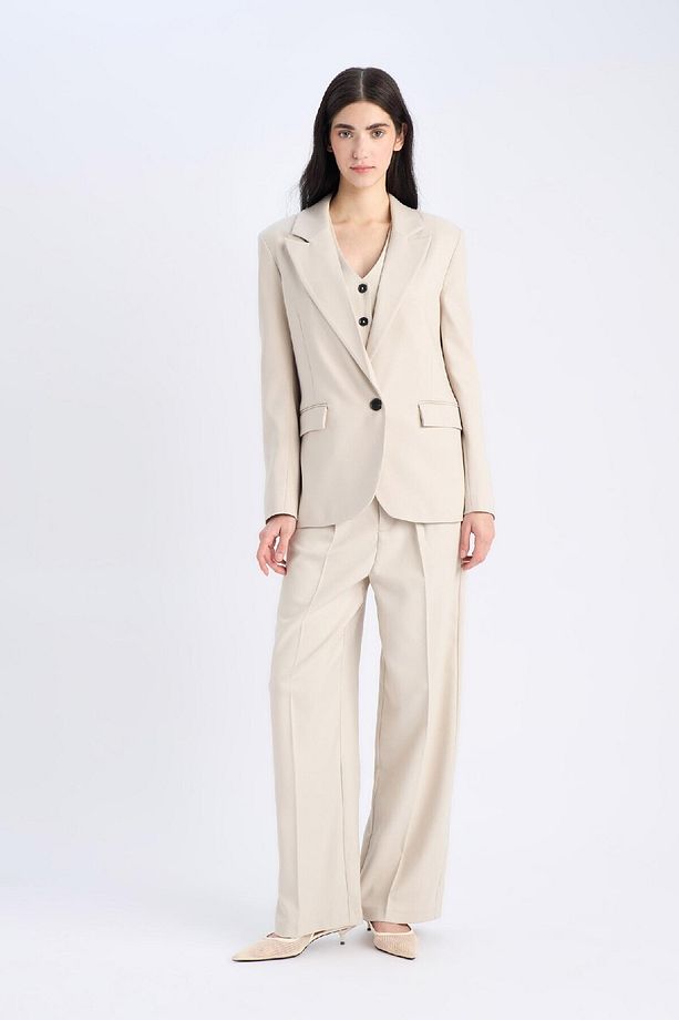 Oversize Geniş Kalıp Düğmeli Basic Düz Blazer Ceket B0490ax25sp - 6