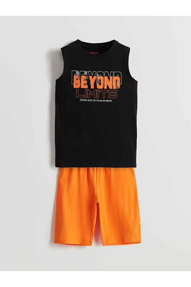 LCW Kids Siyah Bisiklet Yaka Erkek Çocuk Şortlu Pijama Takımı - 1