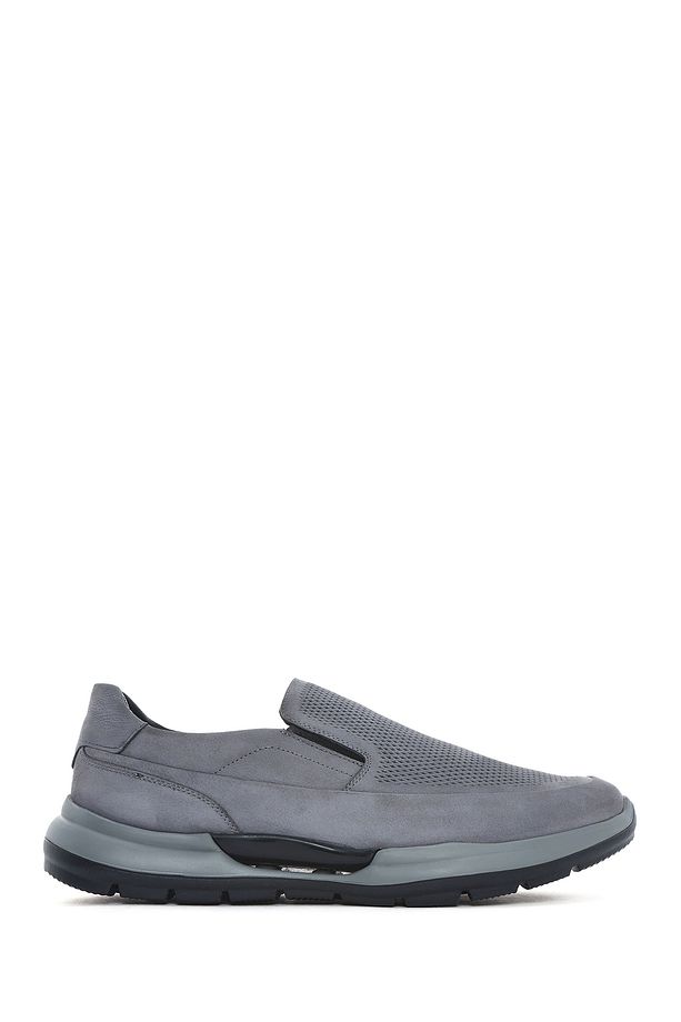Erkek Gri Kalın Tabanlı Nubuk Deri Comfort Casual Ayakkabı 25SFD6412V3 - 1
