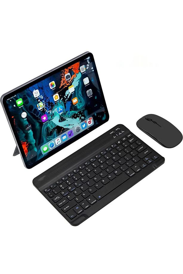 Samsung Galaxy Tab A9 Plus SM-X217 Uyumlu Klavye Mouse Set Siyah - 1