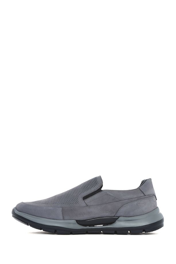Erkek Gri Kalın Tabanlı Nubuk Deri Comfort Casual Ayakkabı 25SFD6412V3 - 2