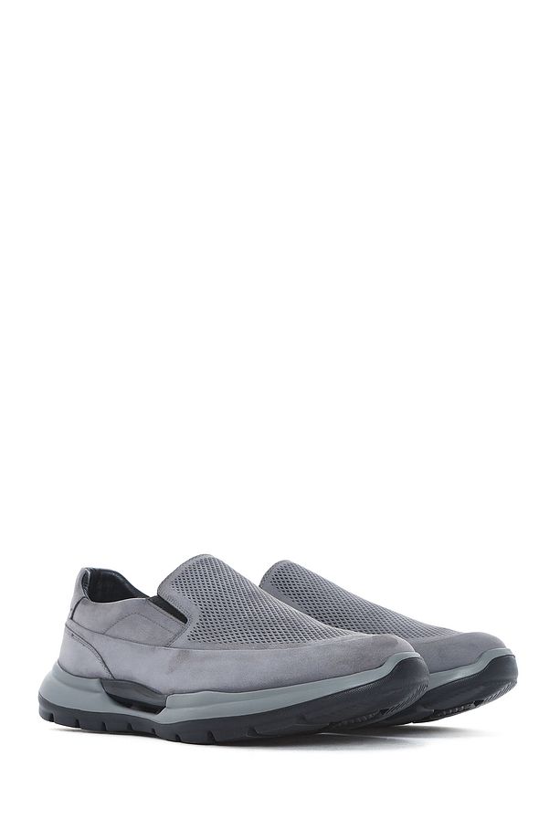 Erkek Gri Kalın Tabanlı Nubuk Deri Comfort Casual Ayakkabı 25SFD6412V3 - 3
