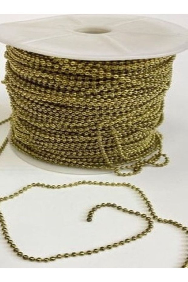 3 Meters Gold Color 4 Ml. Pearl Bead Necklace and Jewelry Chain