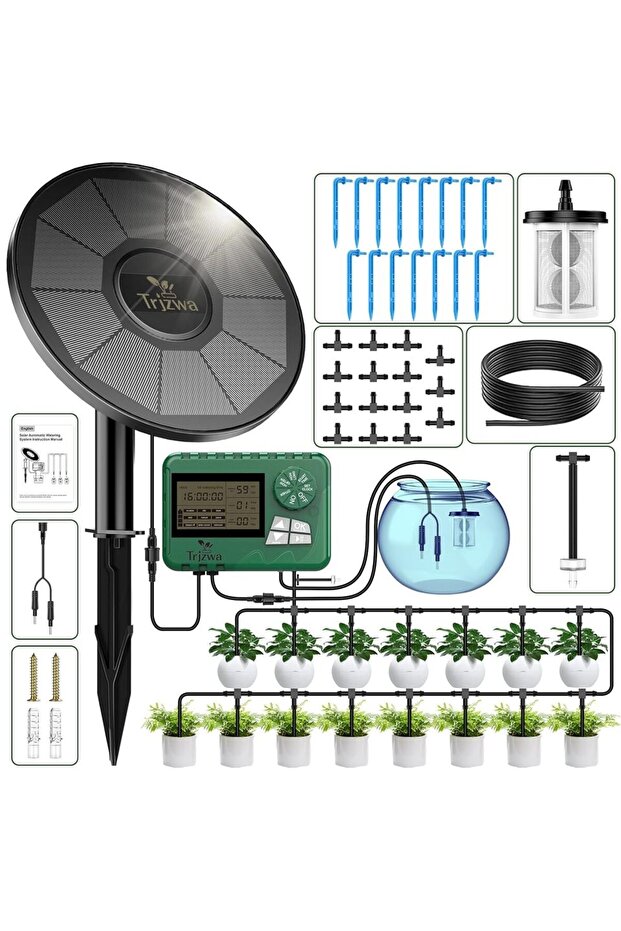 1 set Solar Irrigation Equipment Greenhouse Irrigation Drip Irrigation Kit with 15M Hose for Potted