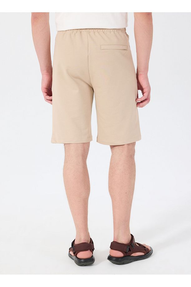 Bej Erkek Basic Düz Sweat Şort J5SM-SHT7252 - 5