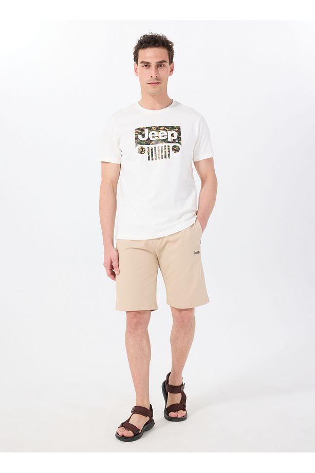 Bej Erkek Basic Düz Sweat Şort J5SM-SHT7252 - 2