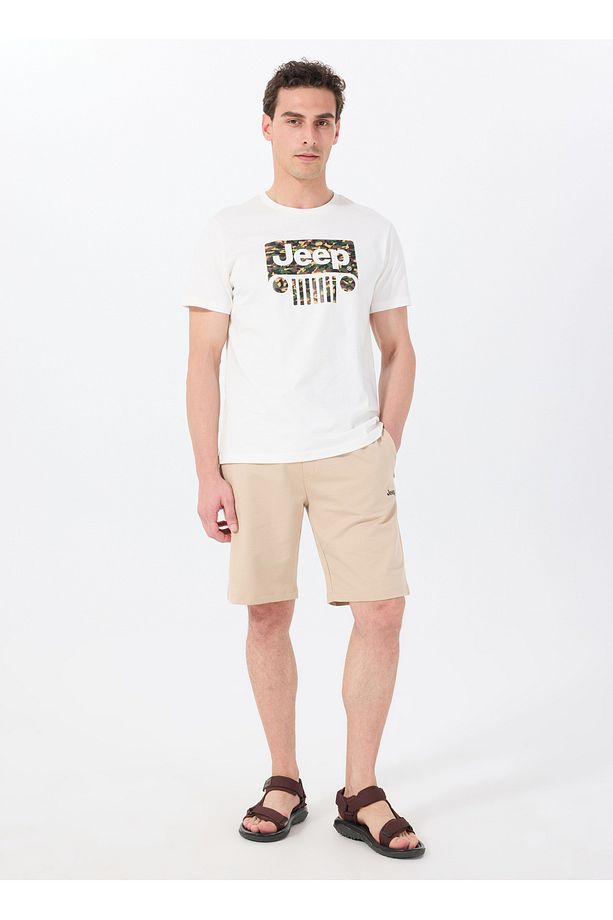 Bej Erkek Basic Düz Sweat Şort J5SM-SHT7252 - 1