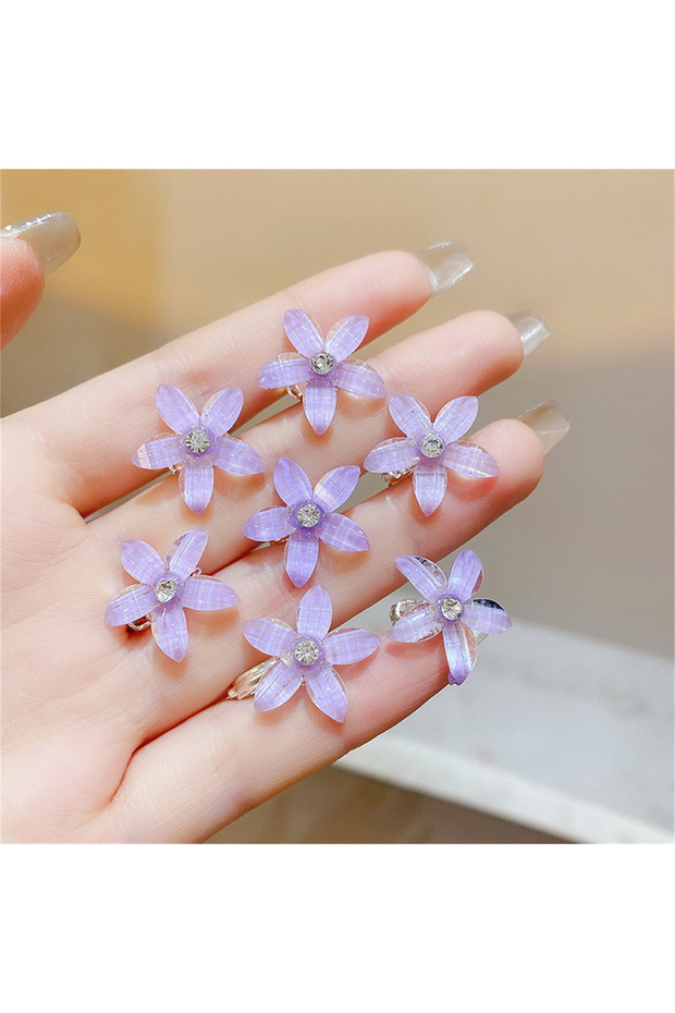 purple 10pcs Hair Clip Braided Small Flower Hair Buttons Hairpin For Everyday Styling Suitable For T