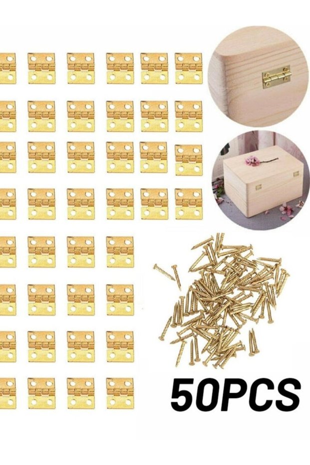 50pcs 50pcs Mini Brass Hinge For Small Craft Door Box Accessories Gold 8*10mm Miniature Cabinet Furn