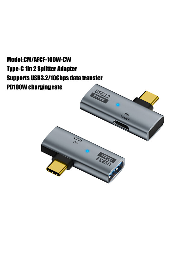 محول سماعة رأس وشاحن USB C أسود 1 في 2 مخرج محول صوت من النوع C مع شحن سريع PD100W