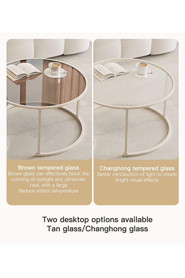 طاولة قهوة دائرية بتصميم إبداعي 60*60*45 و45*45*40 سم - 3