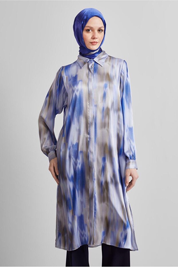 UZUN SATEN TUNİK 45420 - 1