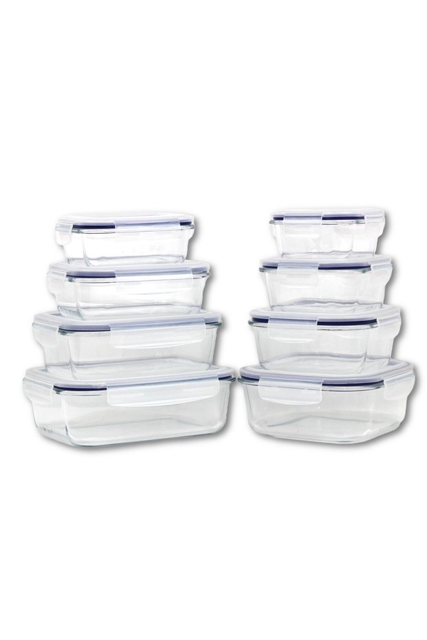 8 Pack Glass Containers with Leak Proof Airtight Lid, BPA Free, Microwave Freezer Safe