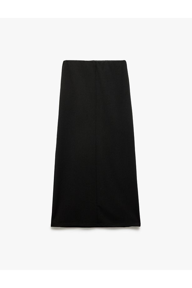 Standart Bel Krep Scuba Kumaş Midi Etek - 4