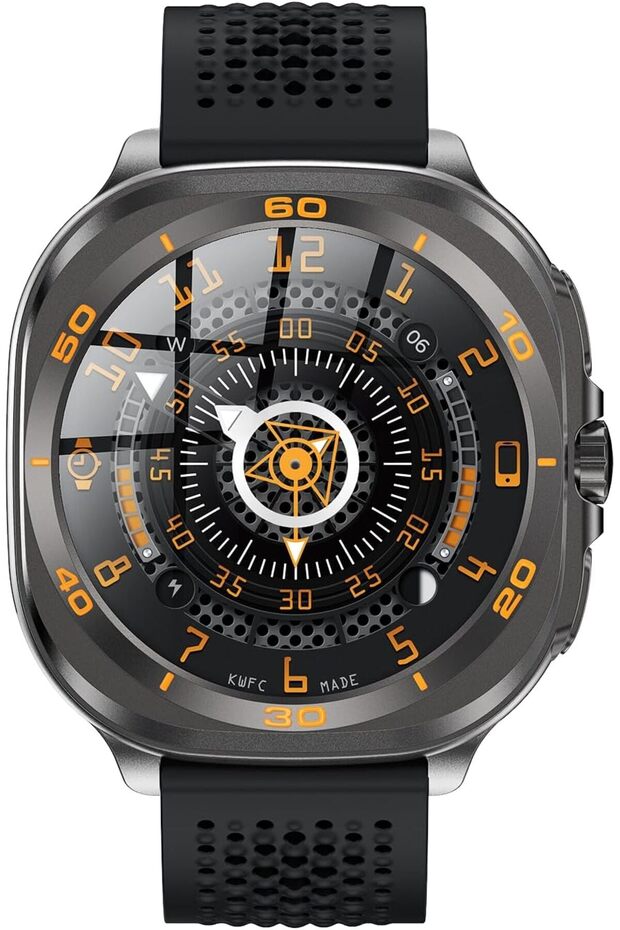 DOM7 Smartwatch 1.43" AMOLED, BT Calling,Health Tracking, IP67,7-Day Battery,Gun metal & Black Strap