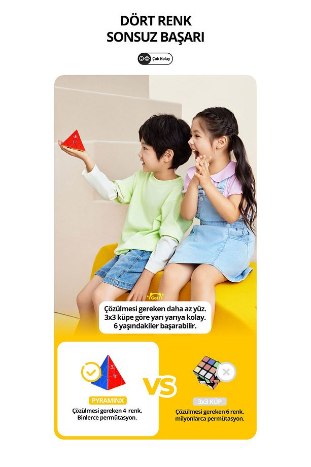 Monster Go Pyraminx Küp Hız Piramit Çıkartmasız Küp Türkiye Resmi Satıcısı (GAN ÜRETİMİDİR) - 6