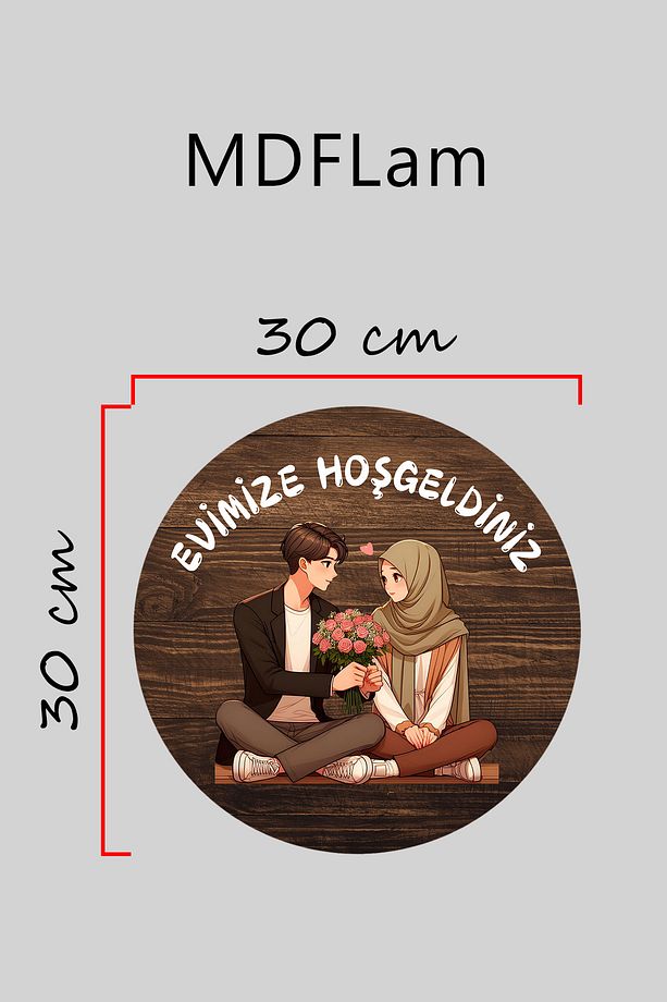 Dijital Baskı ahşap, kahve türban desenli Kapı süsü, Duvar Süsü - 4