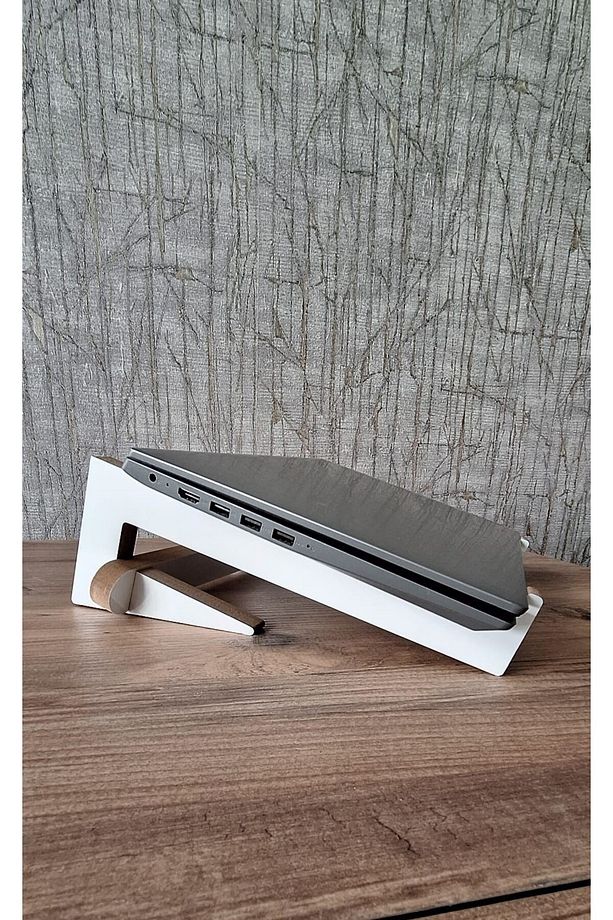 Ahşap Laptop Yükseltici Laptop Standı Tüm Modellerle Uyumlu Taşınabilir Notebook Standı MDF - 3