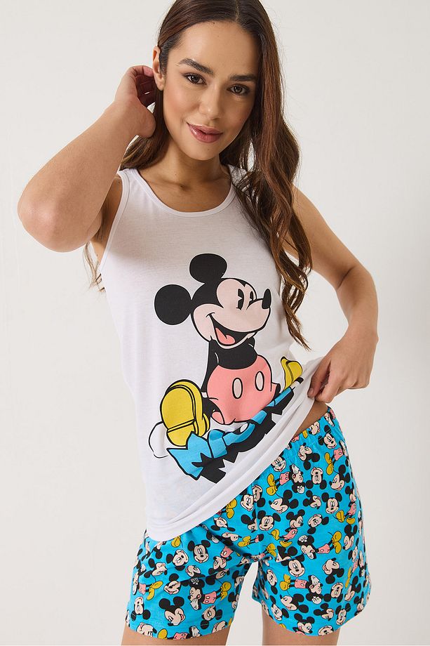 Kadın Mickey Mouse Baskılı Şortlu Pijama Takımı 0251 60283166 - 3