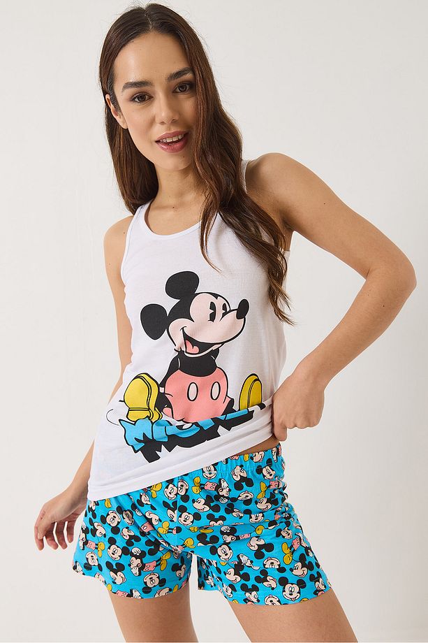 Kadın Mickey Mouse Baskılı Şortlu Pijama Takımı 0251 60283166 - 4