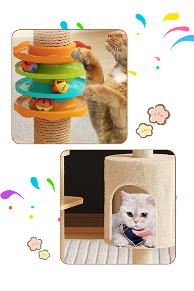 إطار تسلق القطط، عش القطط، لوح خدش القطط، شجرة القطط - 7