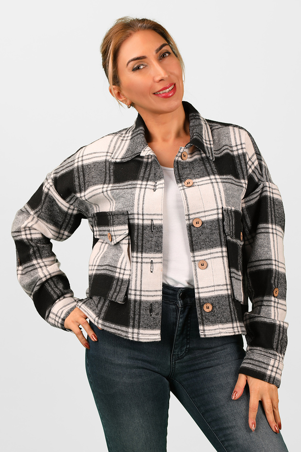 Black-White Plaid Women's Shirt