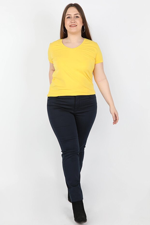Women's Plus Size Gabardine Trousers Navy Blue