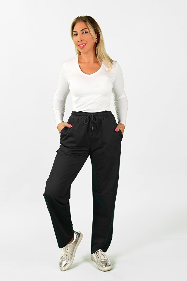 Woman's Black Two Thread Sweatpants