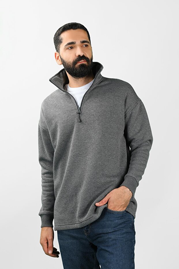 Unisex Turtleneck Anthracite Sweatshirt