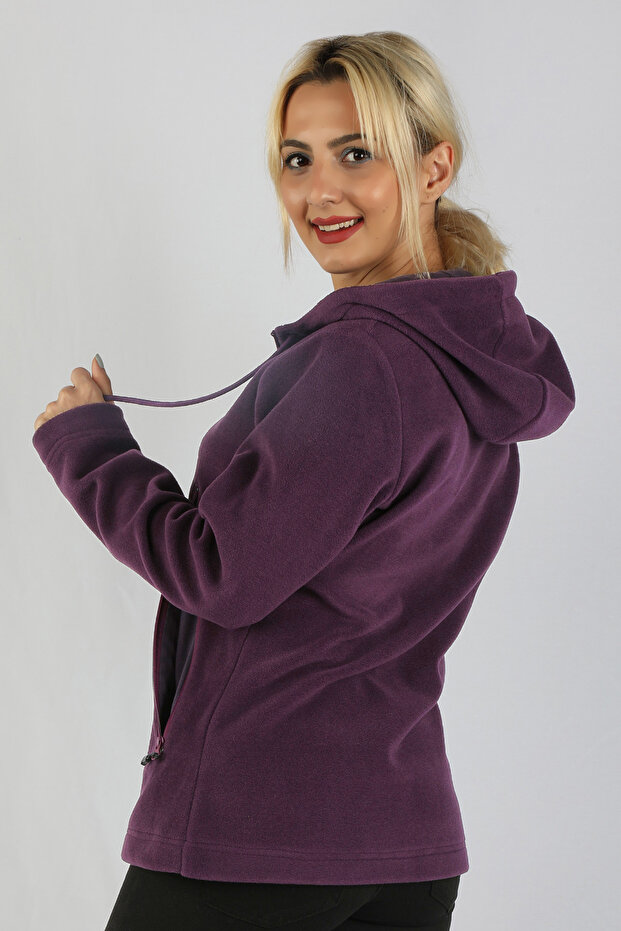 Kadın Kapüşonlu Mor Sweatshirt Mor - 2