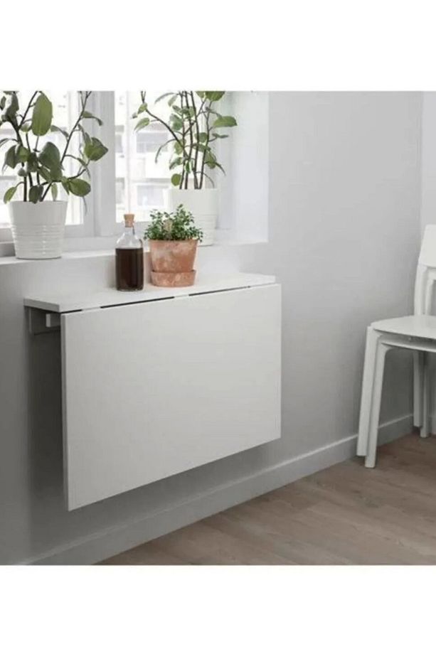 90 Cm X 60 Cm %100 Mdf Açılır Kapanır Duvara Monte Raf Masa Mutfak Masası - 1