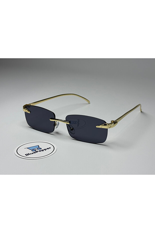 Cartyy Black Sunglasses Rectangular Frame Black Glass Color 55 Inserts
