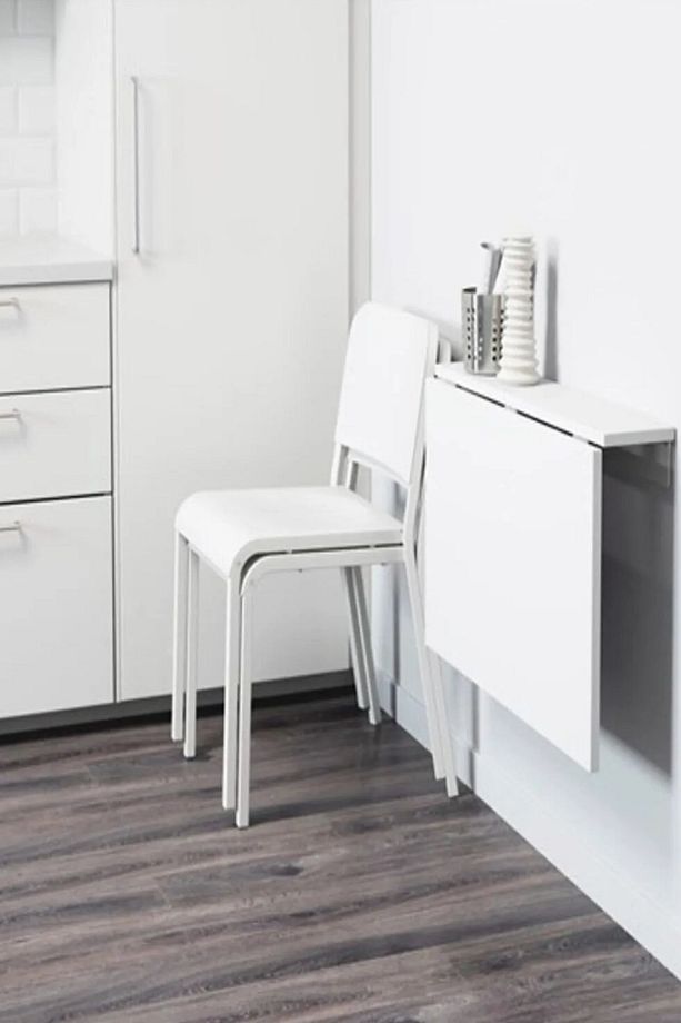 90 Cm X 60 Cm %100 Mdf Açılır Kapanır Duvara Monte Raf Masa Mutfak Masası - 5