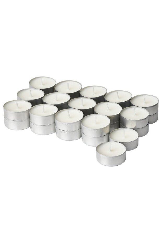 JÄMLIK Scented Tealights Vanilla, Light Beige, 3.8cm Dia x 1.6cm H, 3.5hr Burn – 30 Pack