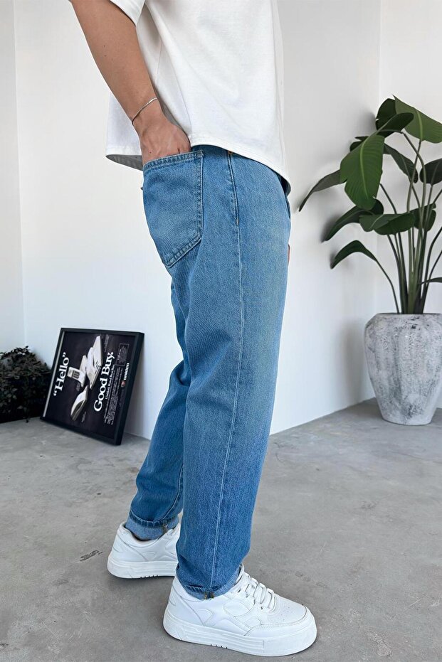 Soft Mavi Dokulu Basic Regular Pantolon - 2