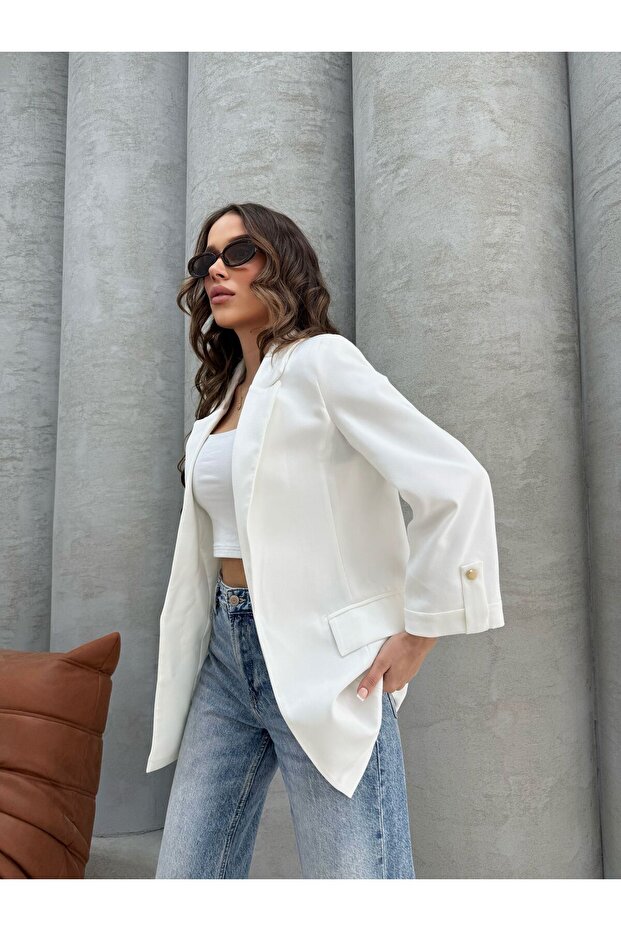 Beyaz Blazer Ceket - 3