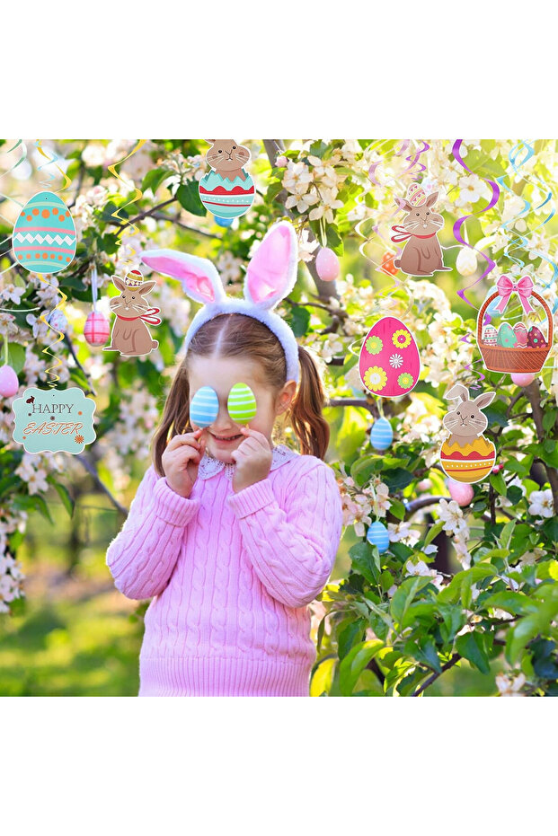 Banner set with 16 Easter decorations Hamoom, PVC, multicolor - 5