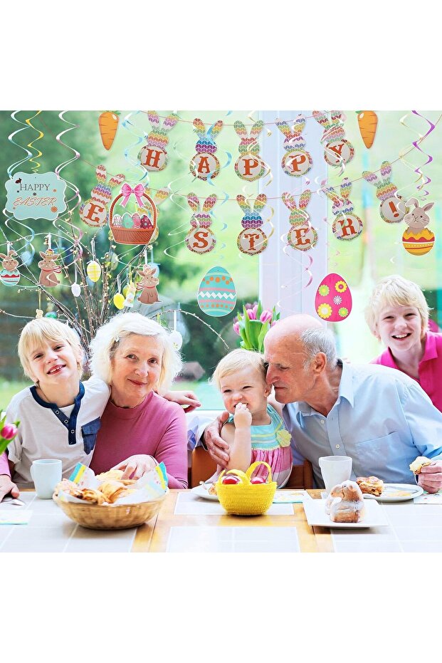 Banner set with 16 Easter decorations Hamoom, PVC, multicolor - 6