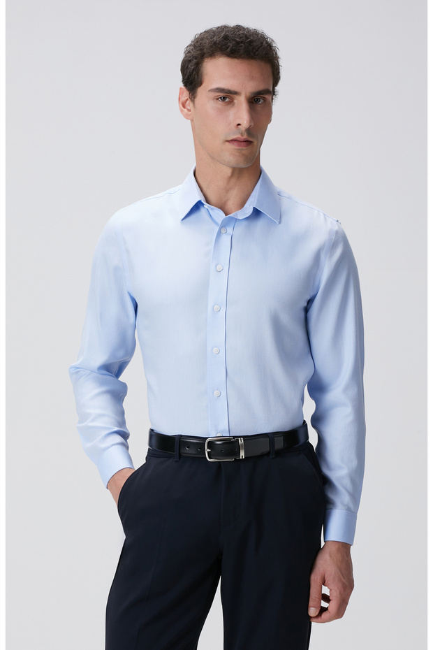 Mavi Non-iron Gömlek - 1