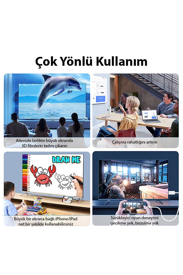 Type C To 4k Hdmı 100w Type C Çevirici İPhone 15 İPhone 16 Android BEYAZ - 5